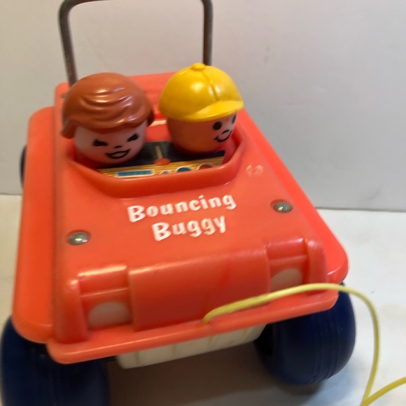 Fisher Price Bouncing Buggy 1973 Vintage Red White #122 Pull Toy Kids Made in US - Picture 11 of 12